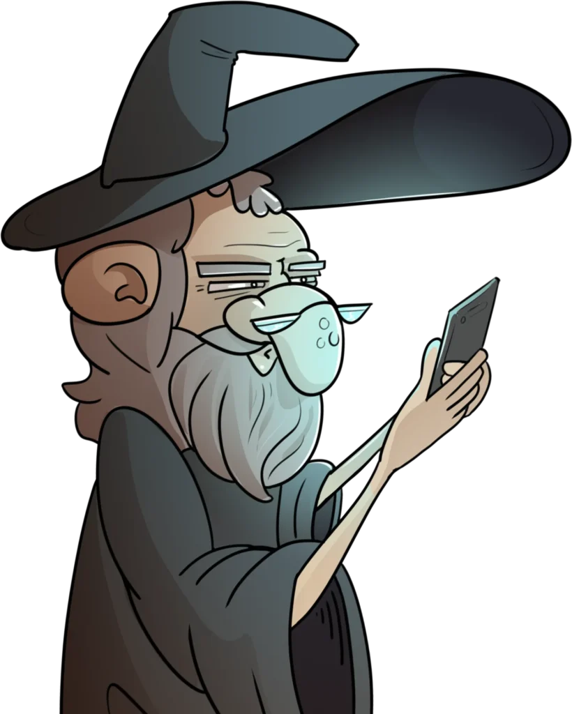 A drawn wizard holding a phone as new enquiries come in